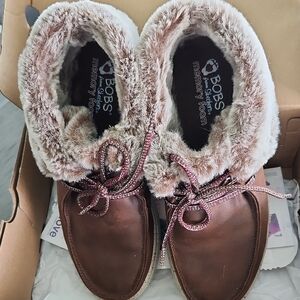 Skechers Women's Brown Faux Fur Lined Shoes 9